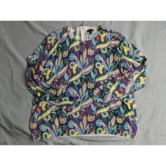 Talbots Sweater Colorful Floral Lightweight Pullover Cotton Blend Womens Size 2X - Picture 1 of 9